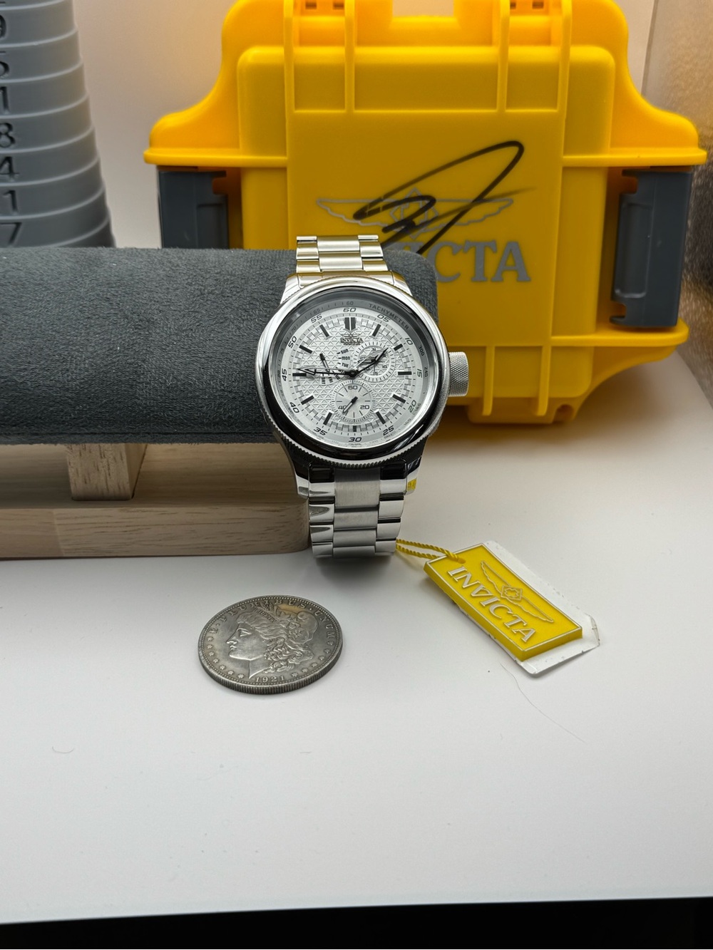 Invicta Men's Silver Stainless Steel Bracelet Watch with White Dial PROTOTYPE!